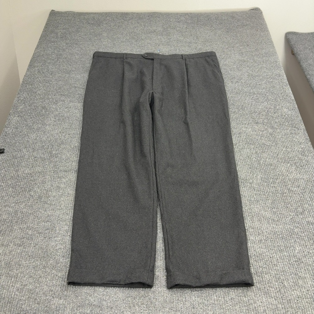 Jos A Bank Dress Pants Mens 47x31 Grey Wool Pleated Cuffed Trousers Classic